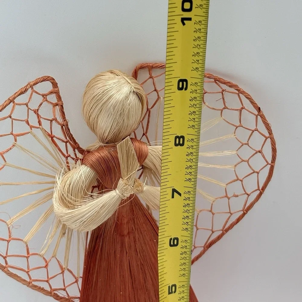 Vintage Corn Husk Angel Ornaments Lot 2 Handmade Folk Art Christmas 9.5